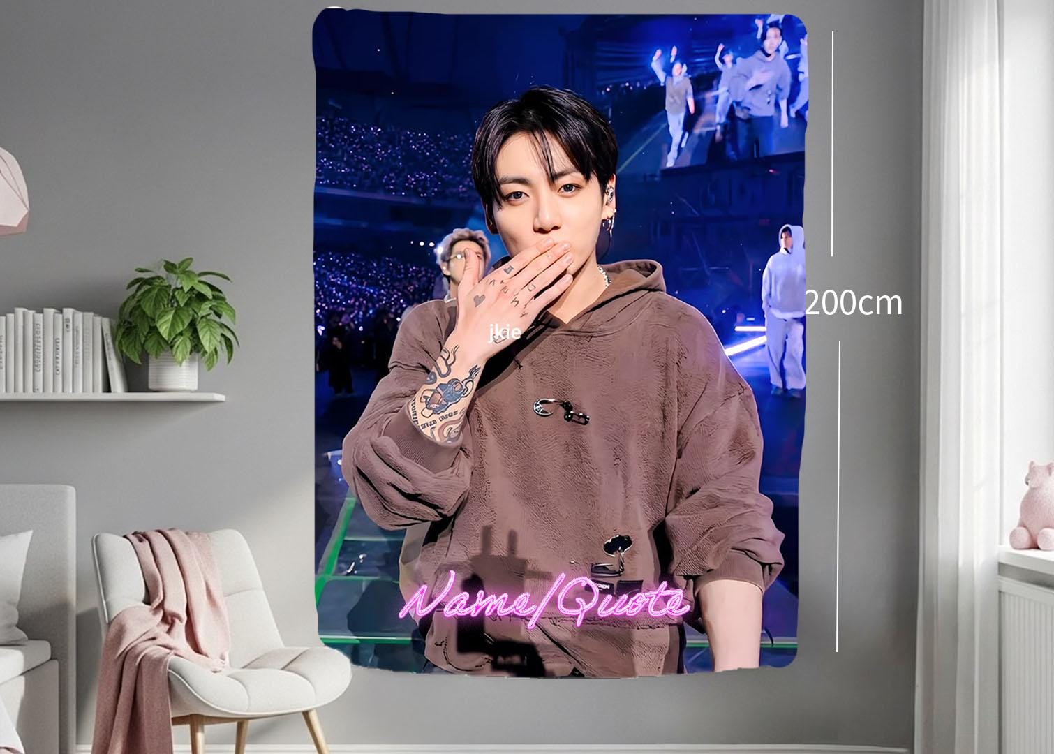 Jungkook Hanging Tapestry | Bantan Boys | Personalized Wall Art | Polyester Fabric | Ship Flag Banner