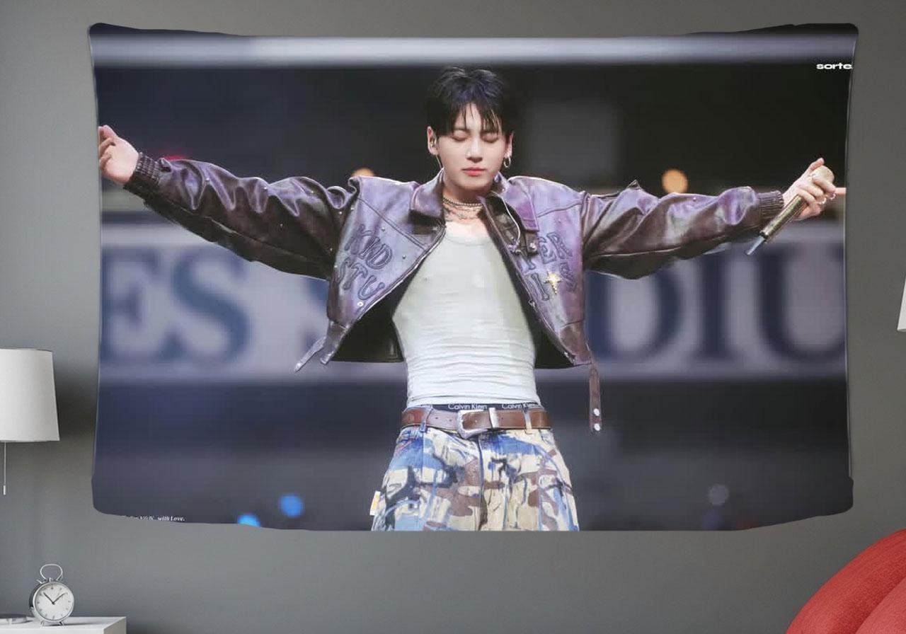 Jungkook Hanging Tapestry | Bantan Boys | Personalized Wall Art | Polyester Fabric | Ship Flag Banner