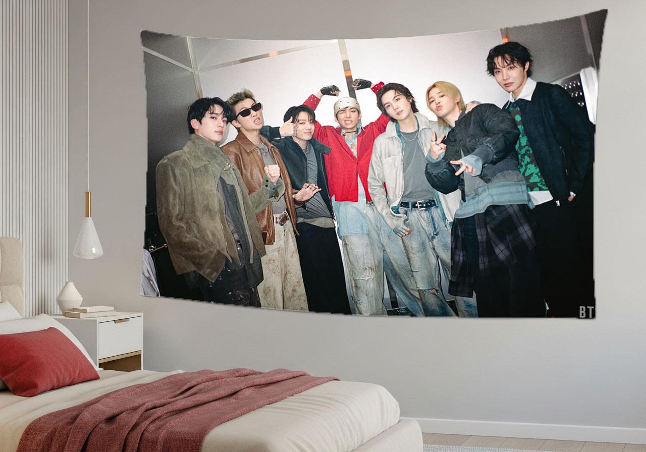 Bangtan Hanging Tapestry | Bantan Boys | Personalized Wall Art | Polyester Fabric | Ship Flag Banner