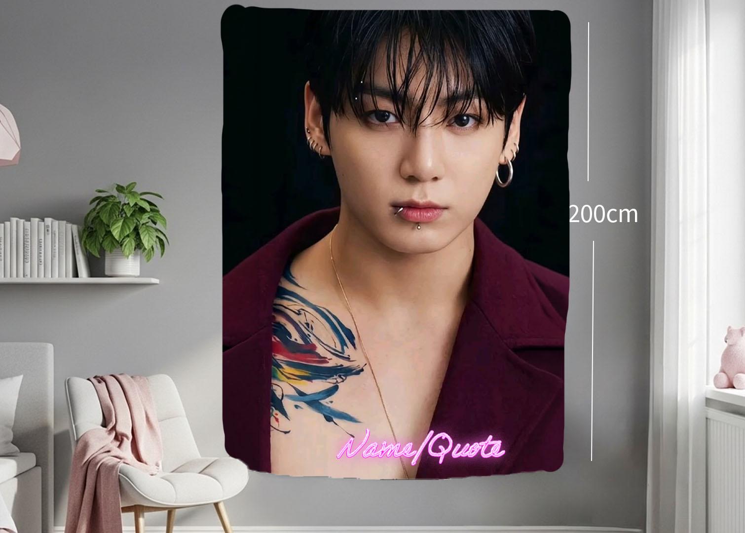Jungkook Hanging Tapestry | Bantan Boys | Personalized Wall Art | Polyester Fabric | Ship Flag Banner