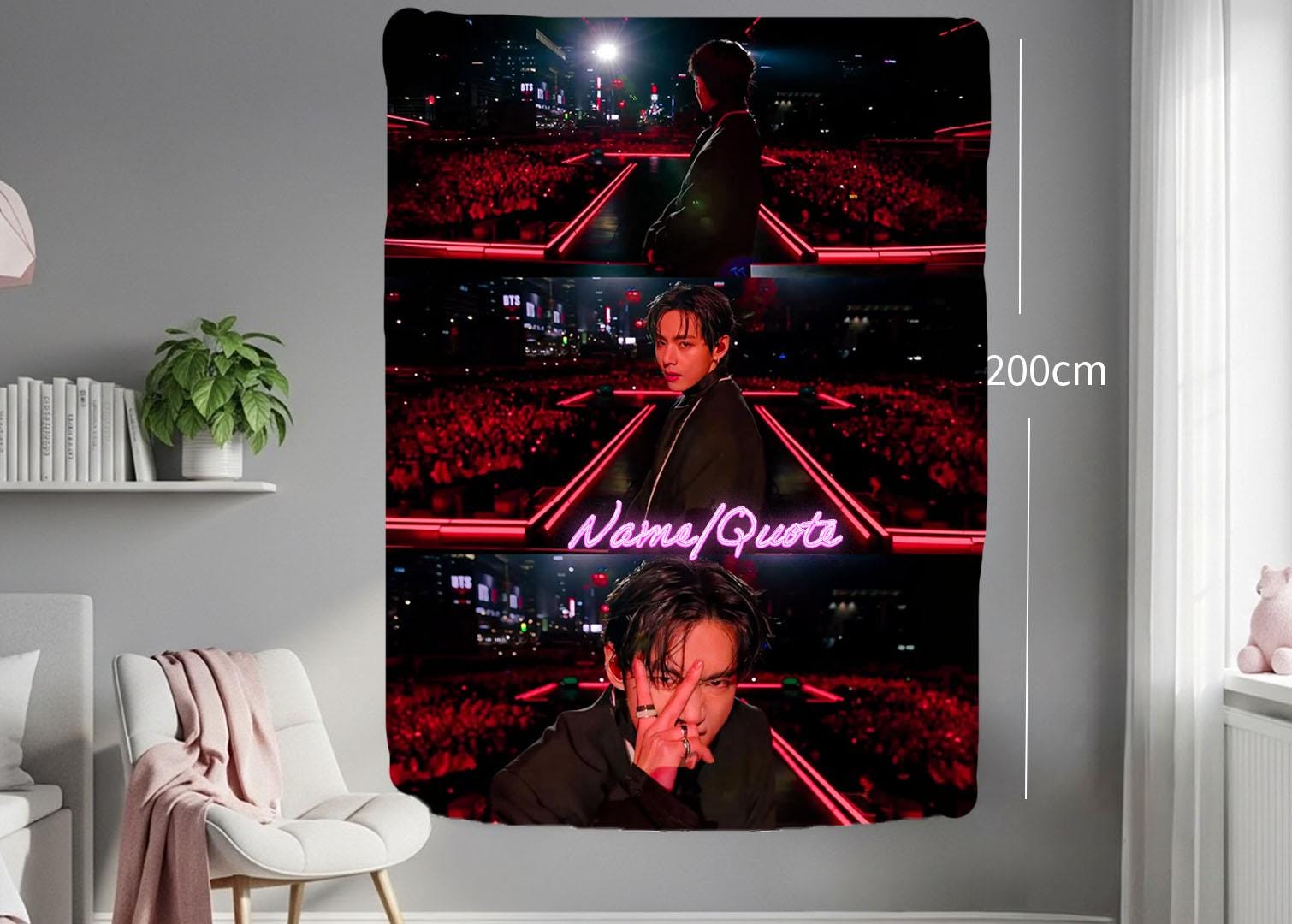 Taehyung Hanging Tapestry | Bantan Boys | Personalized Wall Art | Polyester Fabric | Ship Flag Banner
