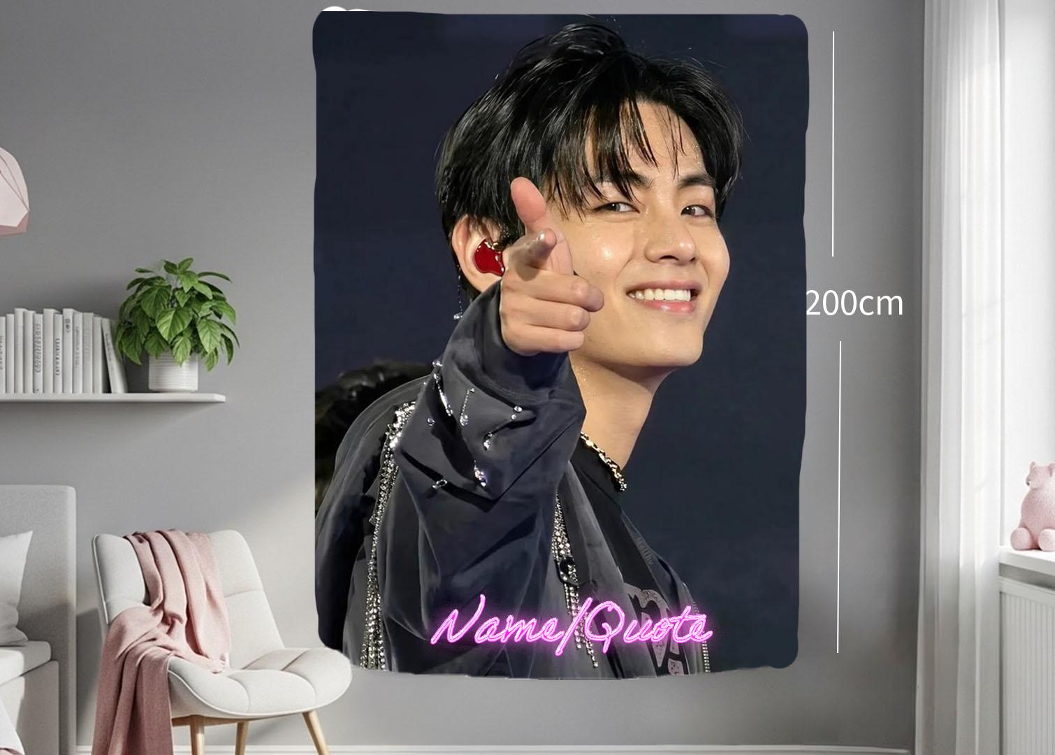 Taehyung Hanging Tapestry | Bantan Boys | Personalized Wall Art | Polyester Fabric | Ship Flag Banner
