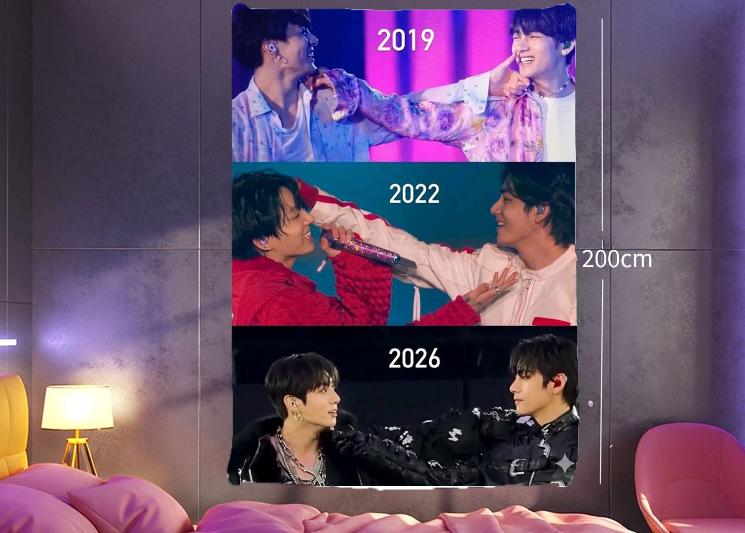 Taekook Hanging Tapestry | Bantan Boys | Personalized Wall Art | Polyester Fabric | Ship Flag Banner