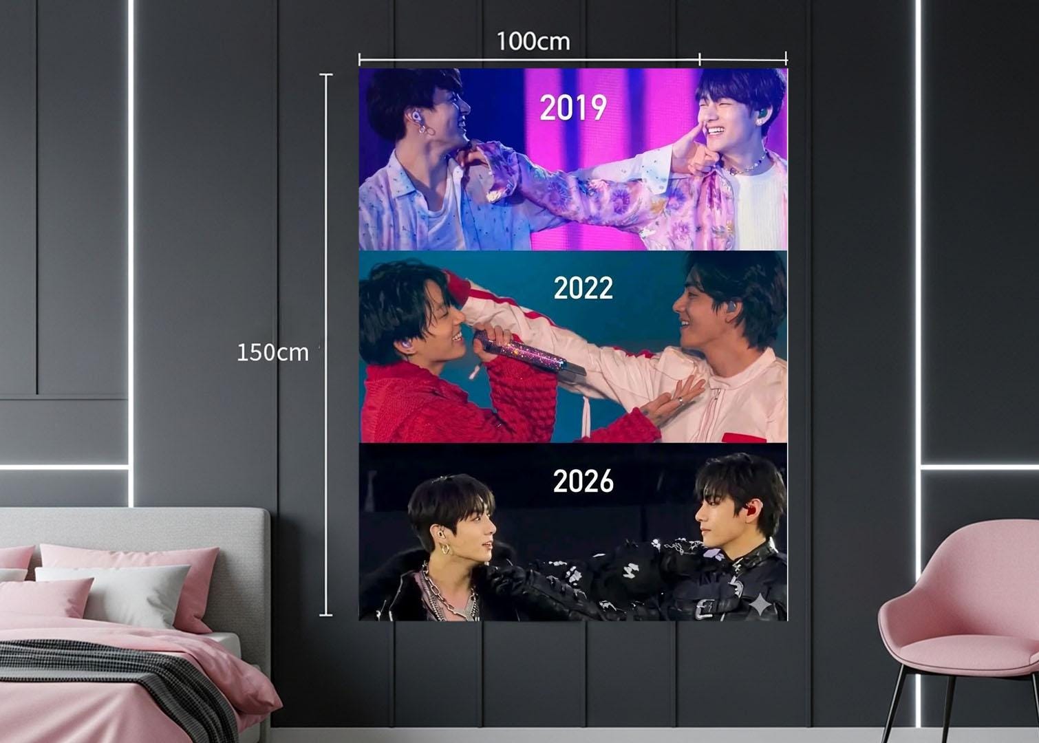 Taekook Hanging Tapestry | Bantan Boys | Personalized Wall Art | Polyester Fabric | Ship Flag Banner