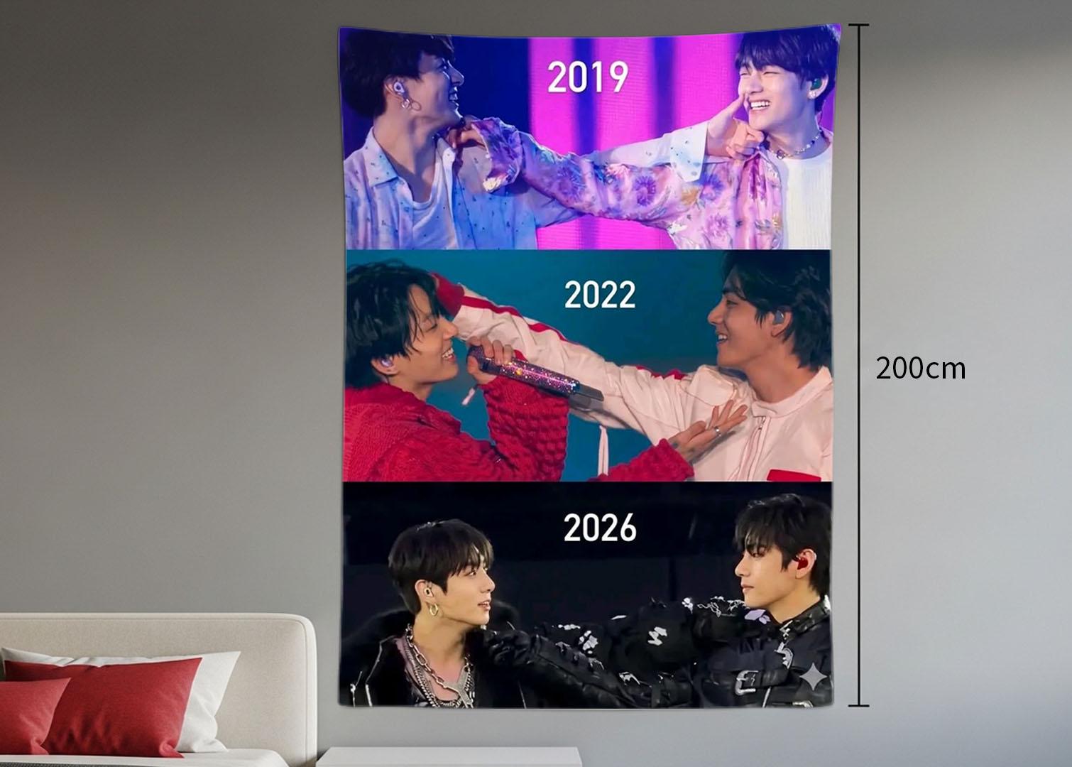 Taekook Hanging Tapestry | Bantan Boys | Personalized Wall Art | Polyester Fabric | Ship Flag Banner