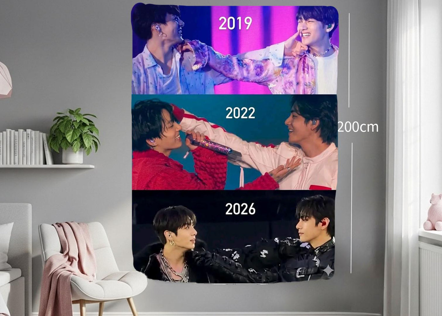 Taekook Hanging Tapestry | Bantan Boys | Personalized Wall Art | Polyester Fabric | Ship Flag Banner