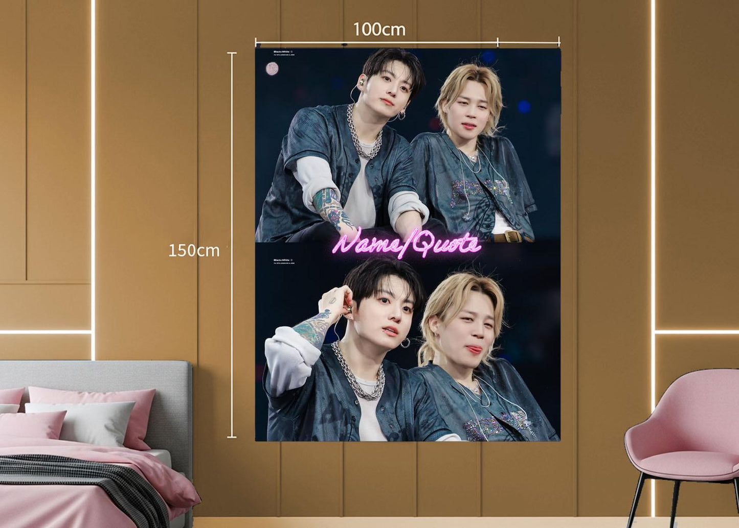 Jikook Hanging Tapestry | Bantan Boys | Personalized Wall Art | Polyester Fabric | Ship Flag Banner