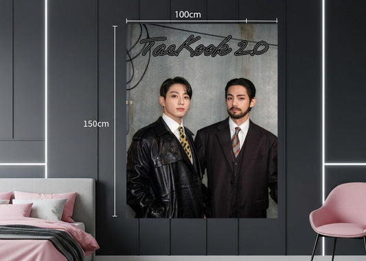 Taekook Hanging Tapestry | Bantan Boys | Personalized Wall Art | Polyester Fabric | Ship Flag Banner