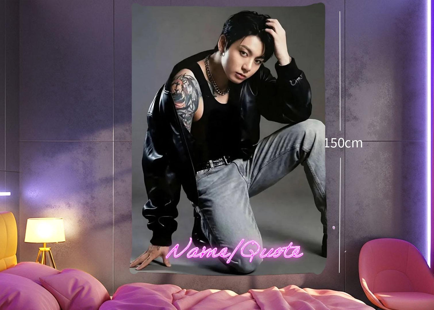Jungkook Hanging Tapestry | Bantan Boys | Personalized Wall Art | Polyester Fabric | Ship Flag Banner
