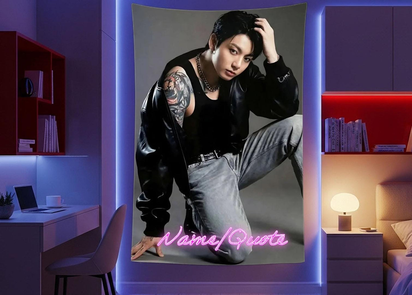 Jungkook Hanging Tapestry | Bantan Boys | Personalized Wall Art | Polyester Fabric | Ship Flag Banner