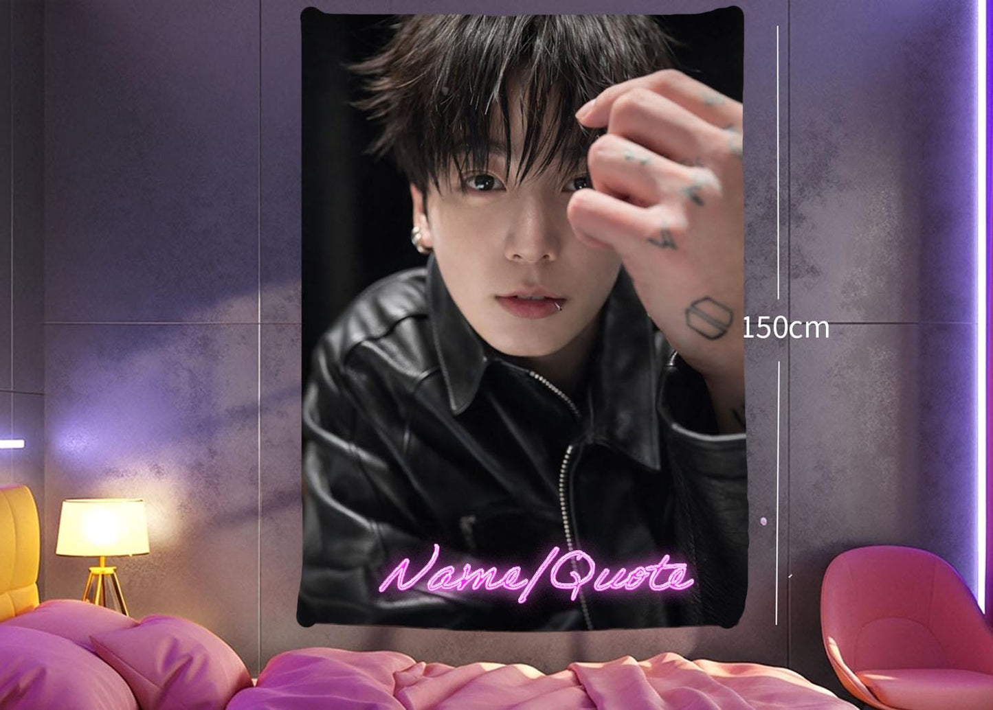 Jungkook Hanging Tapestry | Bantan Boys | Personalized Wall Art | Polyester Fabric | Ship Flag Banner