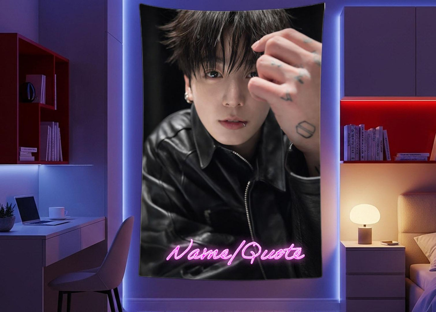 Jungkook Hanging Tapestry | Bantan Boys | Personalized Wall Art | Polyester Fabric | Ship Flag Banner
