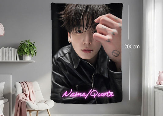 Jungkook Hanging Tapestry | Bantan Boys | Personalized Wall Art | Polyester Fabric | Ship Flag Banner