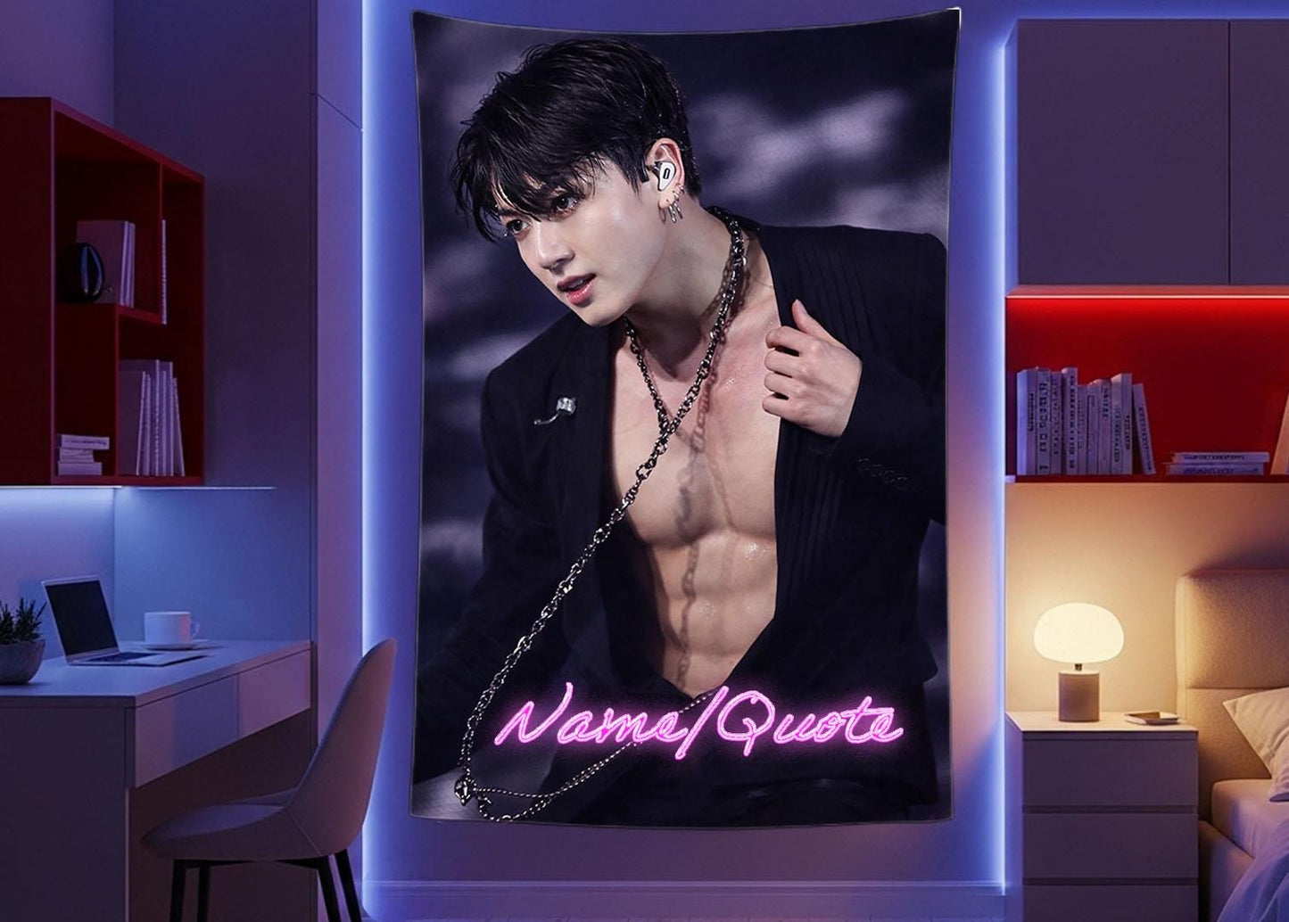 Jungkook Hanging Tapestry | Bantan Boys | Personalized Wall Art | Polyester Fabric | Ship Flag Banner
