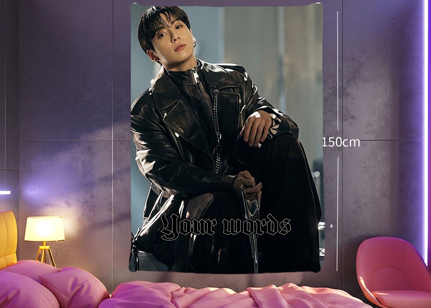 Jungkook Hanging Tapestry | Bantan Boys | Personalized Wall Art | Polyester Fabric | Ship Flag Banner