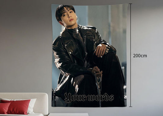 Jungkook Hanging Tapestry | Bantan Boys | Personalized Wall Art | Polyester Fabric | Ship Flag Banner