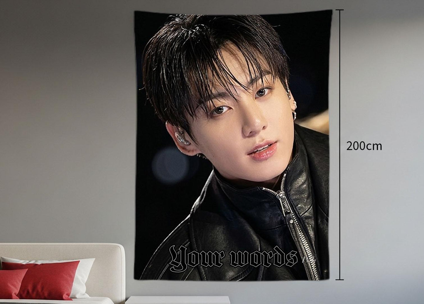 Jungkook Hanging Tapestry | Bantan Boys | Personalized Wall Art | Polyester Fabric | Ship Flag Banner