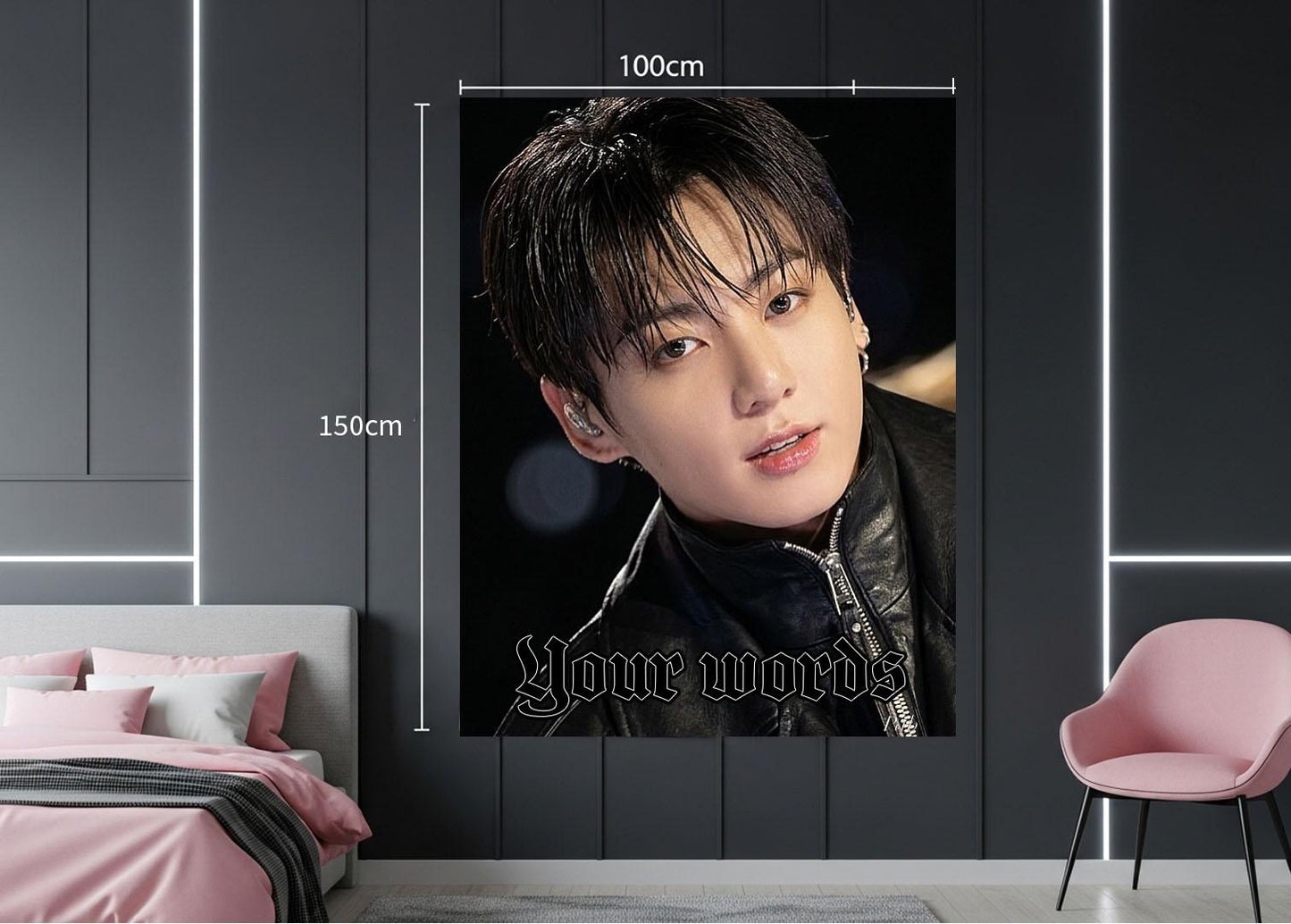 Jungkook Hanging Tapestry | Bantan Boys | Personalized Wall Art | Polyester Fabric | Ship Flag Banner