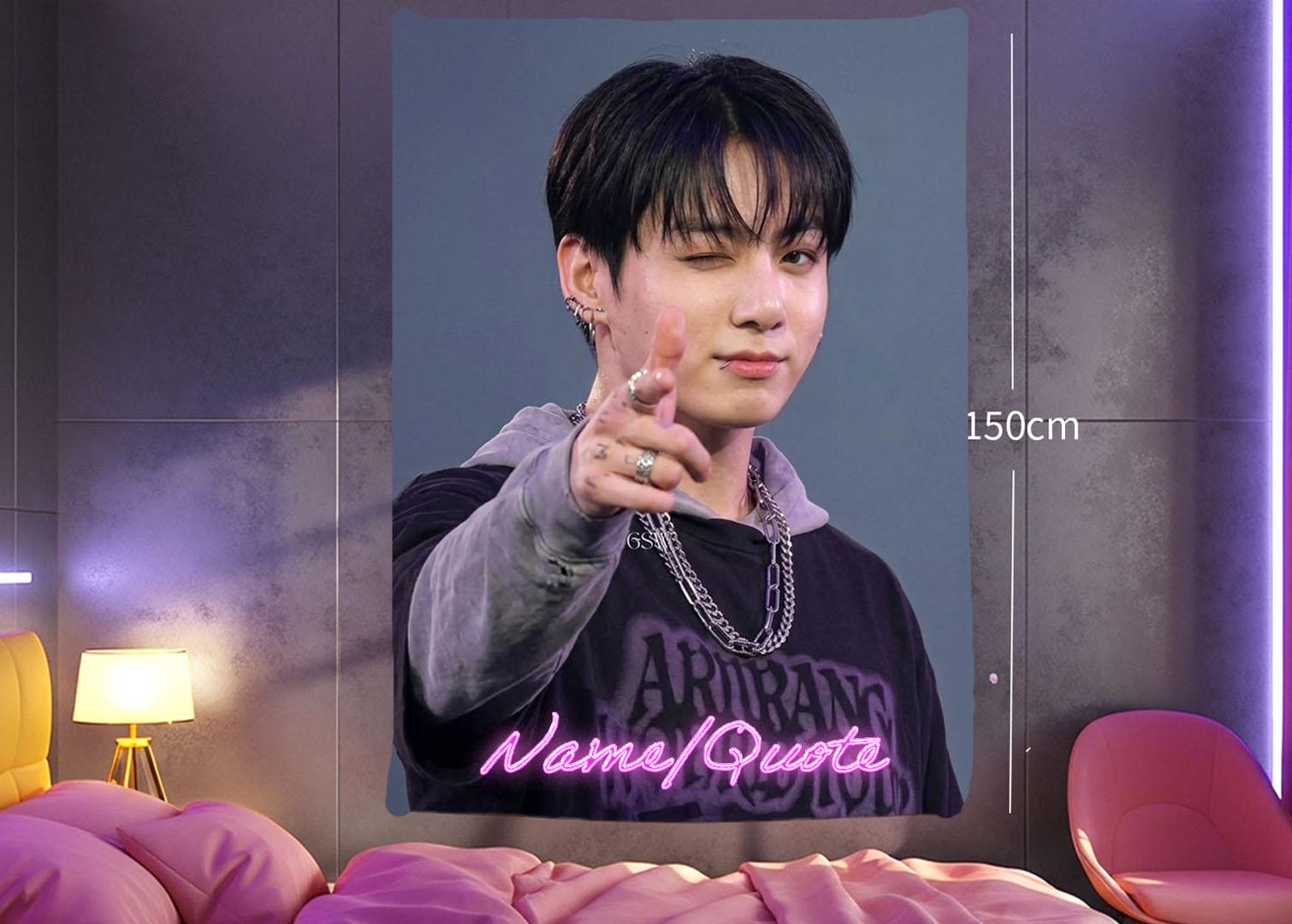 Jungkook Hanging Tapestry | Bantan Boys | Personalized Wall Art | Polyester Fabric | Ship Flag Banner