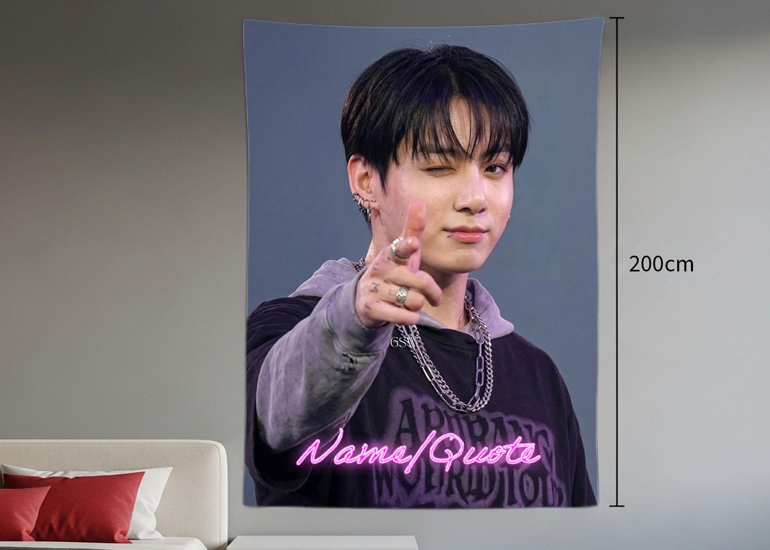 Jungkook Hanging Tapestry | Bantan Boys | Personalized Wall Art | Polyester Fabric | Ship Flag Banner
