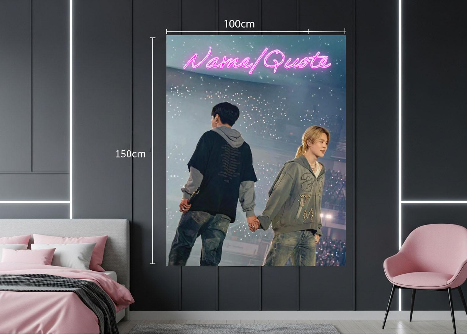 Jikook Hanging Tapestry | Bantan Boys | Personalized Wall Art | Polyester Fabric | Ship Flag Banner