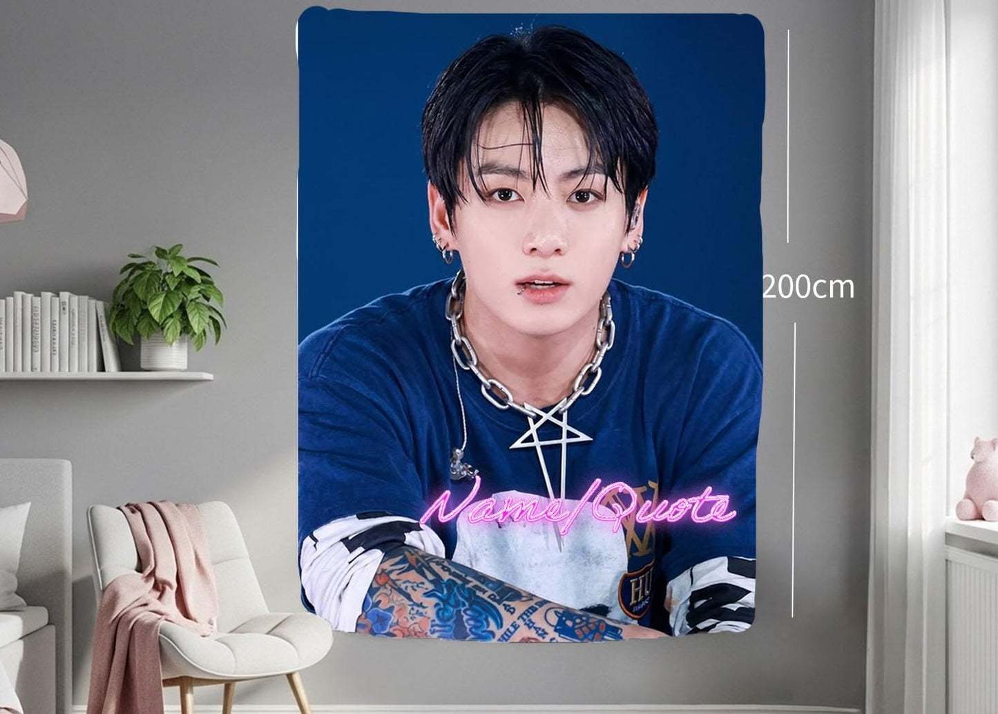 Jungkook Hanging Tapestry | Bantan Boys | Personalized Wall Art | Polyester Fabric | Ship Flag Banner