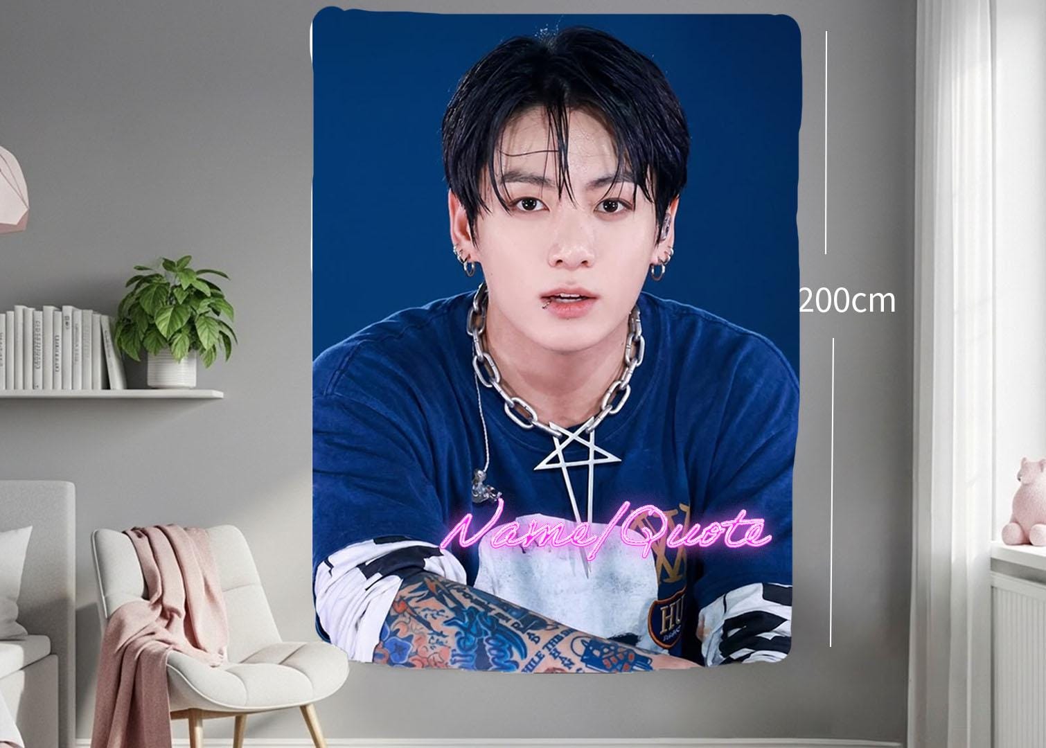 Jungkook Hanging Tapestry | Bantan Boys | Personalized Wall Art | Polyester Fabric | Ship Flag Banner