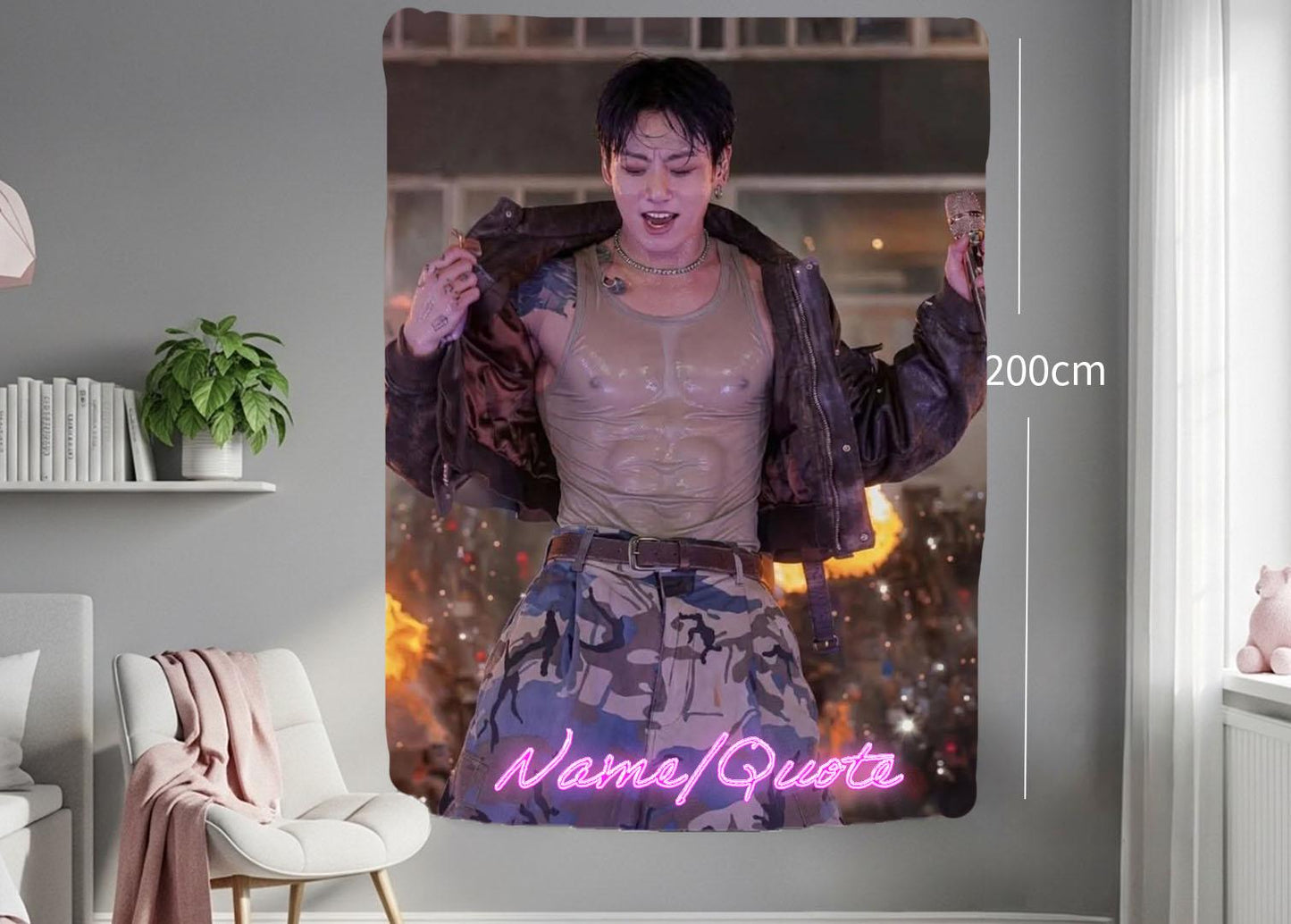 Jungkook Hanging Tapestry | Bantan Boys | Personalized Wall Art | Polyester Fabric | Ship Flag Banner
