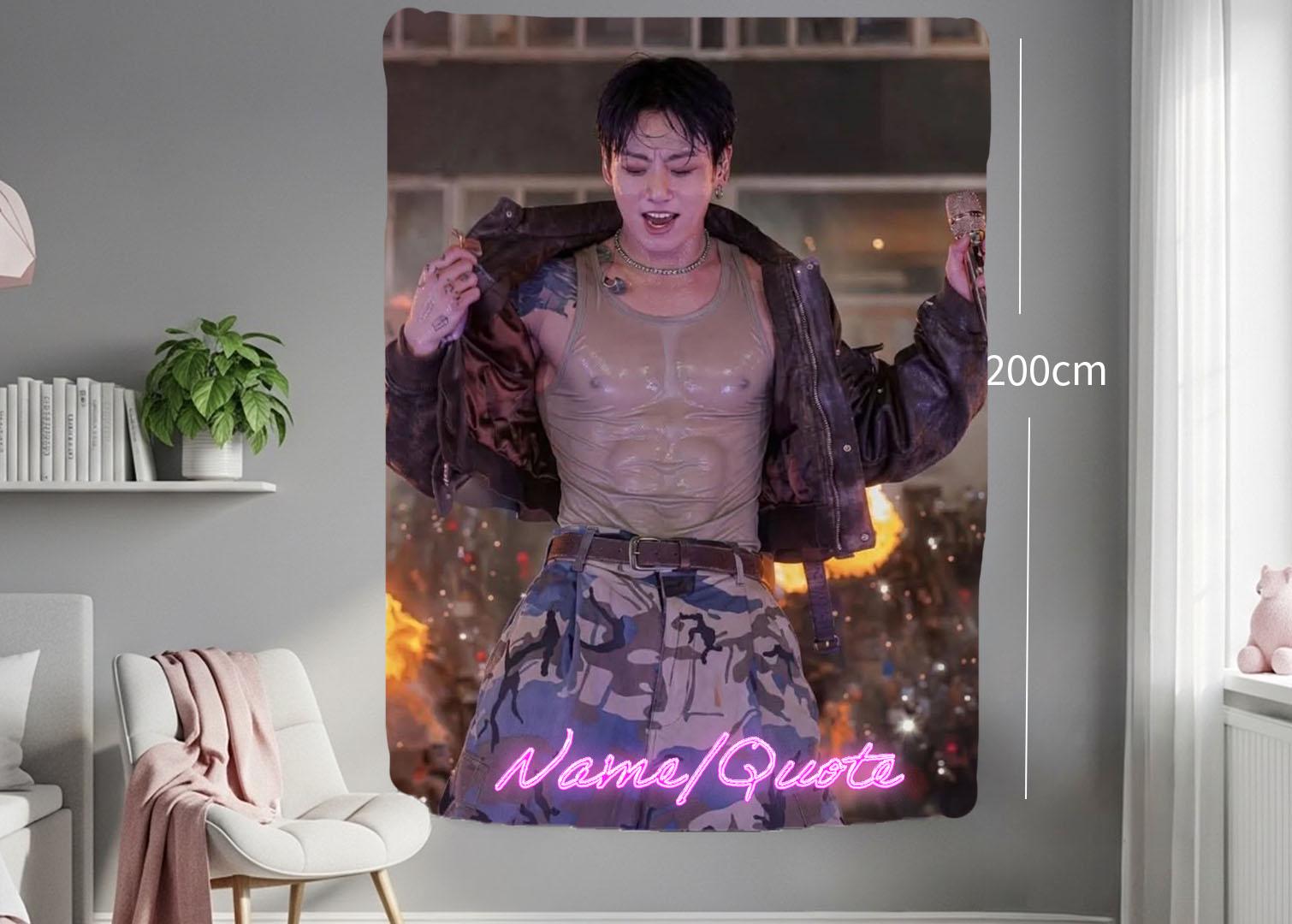 Jungkook Hanging Tapestry | Bantan Boys | Personalized Wall Art | Polyester Fabric | Ship Flag Banner