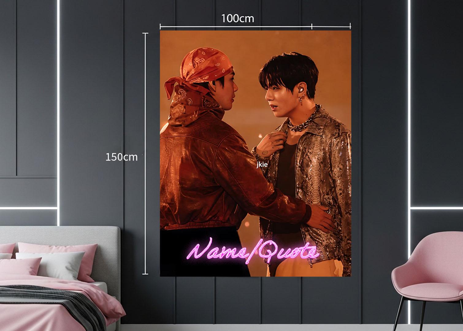 Taekook Hanging Tapestry | Bantan Boys | Personalized Wall Art | Polyester Fabric | Ship Flag Banner