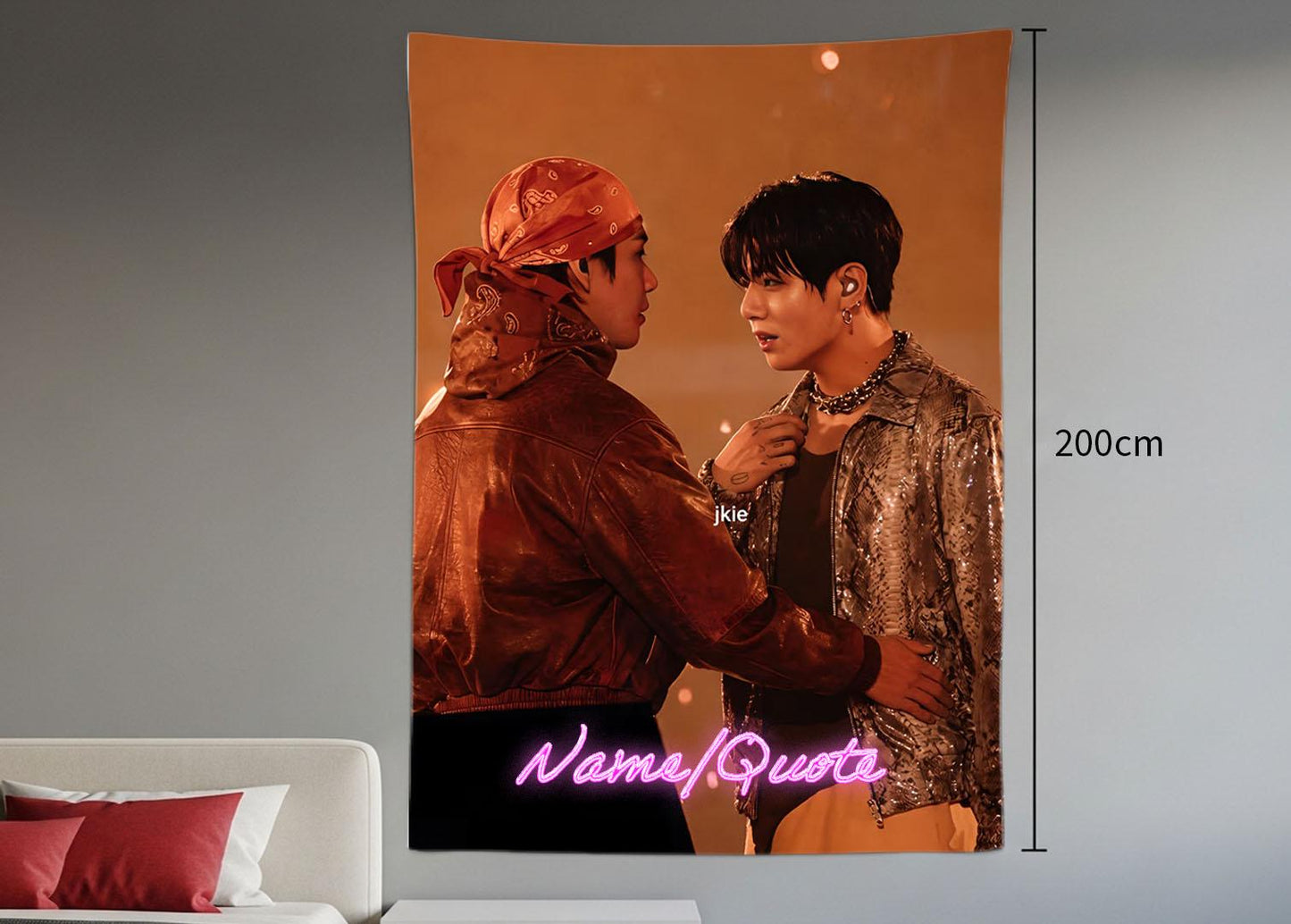 Taekook Hanging Tapestry | Bantan Boys | Personalized Wall Art | Polyester Fabric | Ship Flag Banner