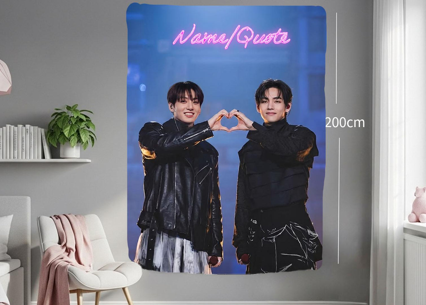 Taekook Hanging Tapestry | Bantan Boys | Personalized Wall Art | Polyester Fabric | Ship Flag Banner