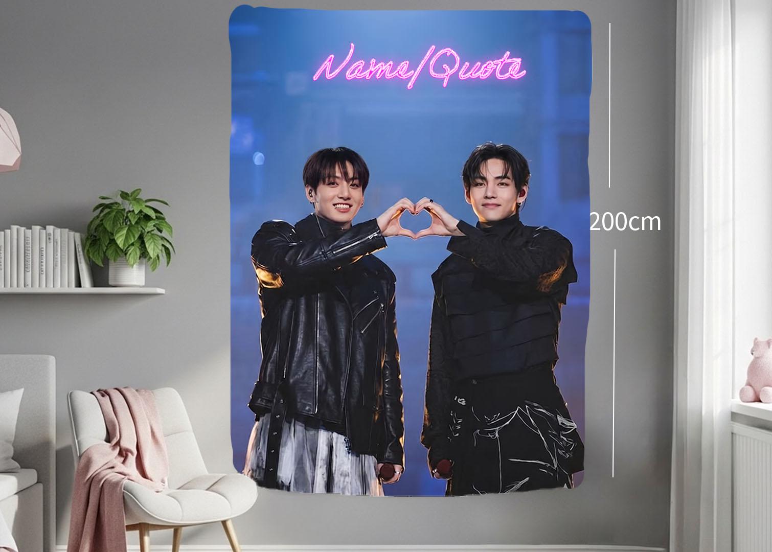 Taekook Hanging Tapestry | Bantan Boys | Personalized Wall Art | Polyester Fabric | Ship Flag Banner