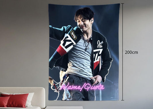 Jungkook Hanging Tapestry | Bantan Boys | Personalized Wall Art | Polyester Fabric | Ship Flag Banner