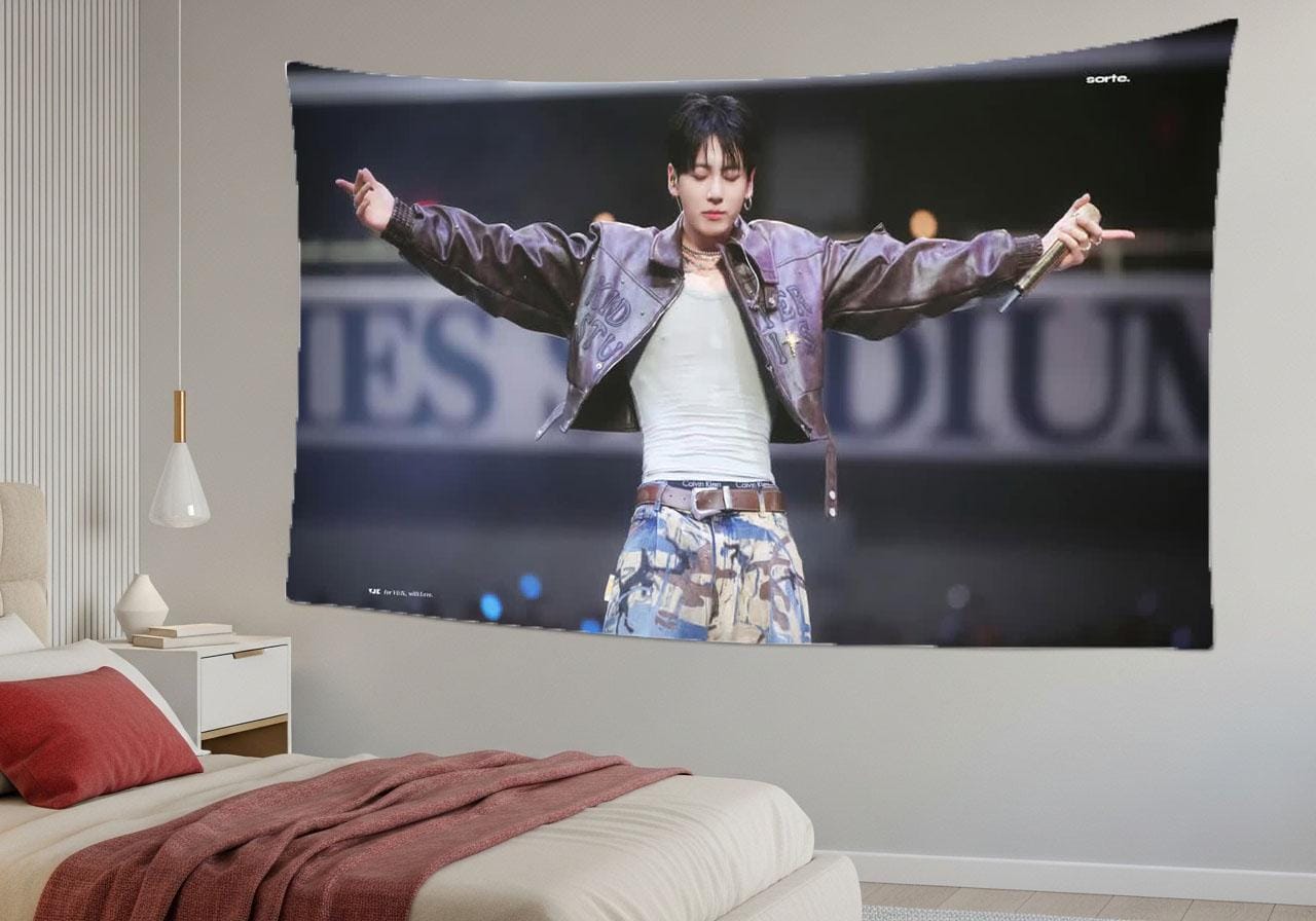 Jungkook Hanging Tapestry | Bantan Boys | Personalized Wall Art | Polyester Fabric | Ship Flag Banner
