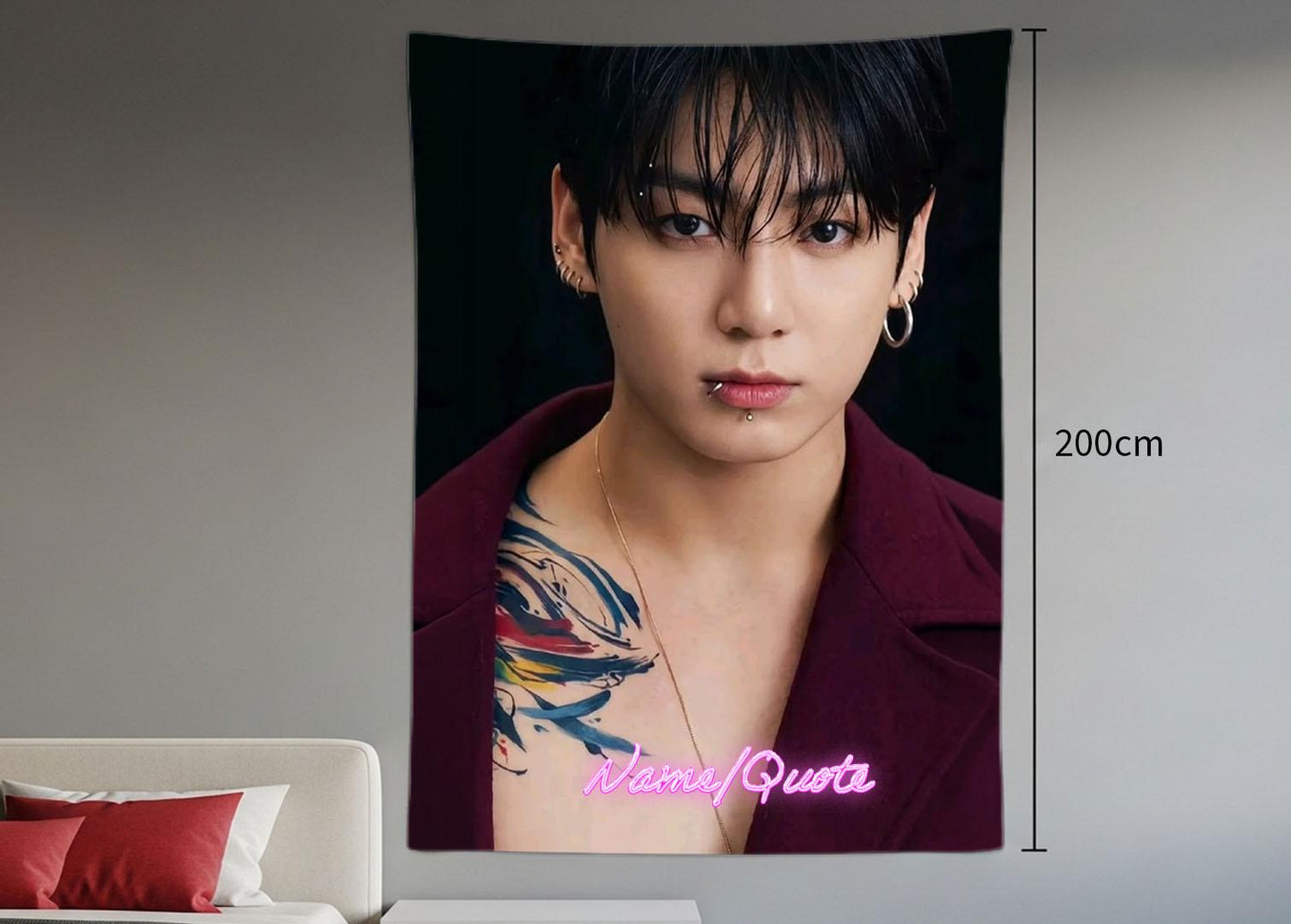 Jungkook Hanging Tapestry | Bantan Boys | Personalized Wall Art | Polyester Fabric | Ship Flag Banner