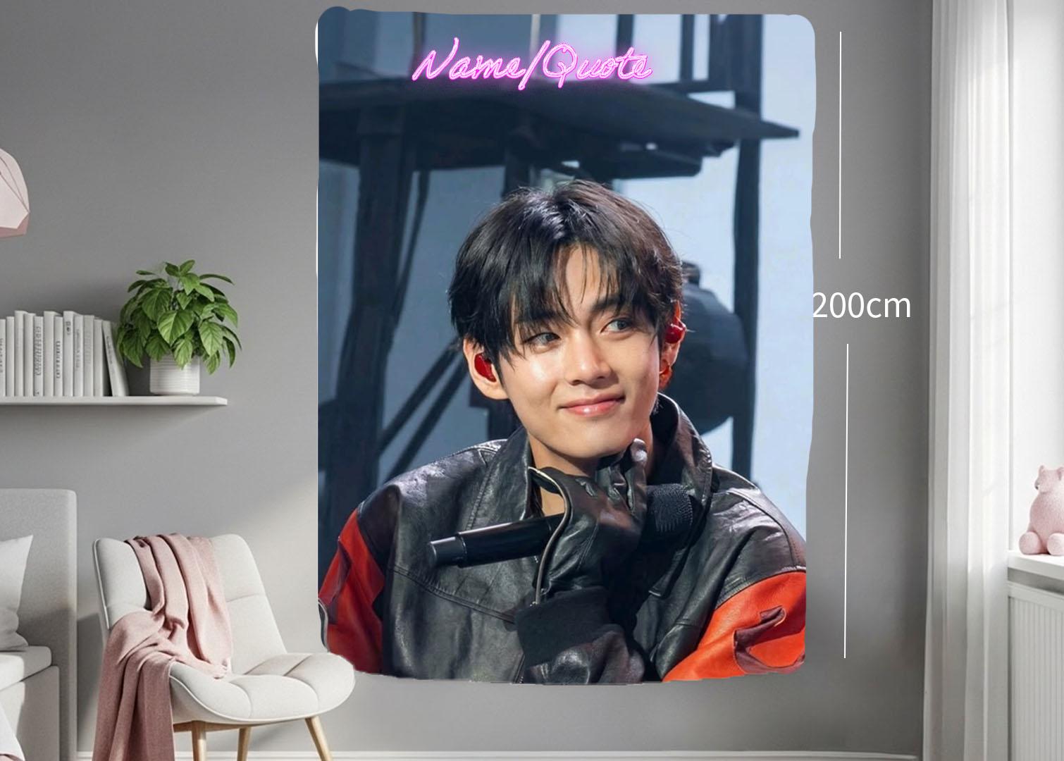 Taehyung Hanging Tapestry | Bantan Boys | Personalized Wall Art | Polyester Fabric | Ship Flag Banner