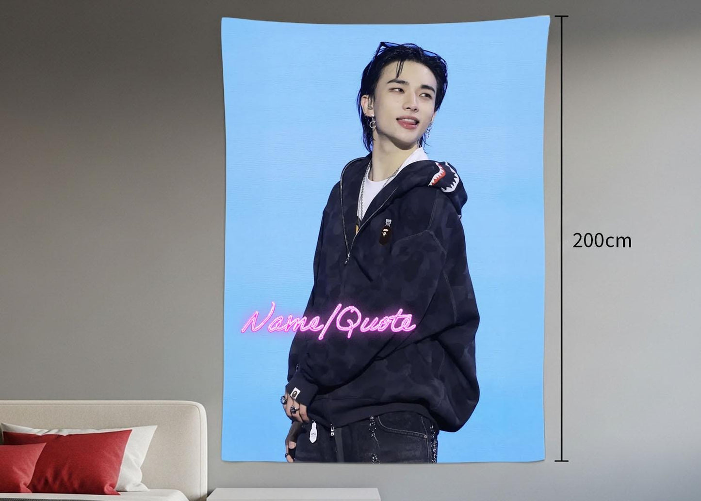 Hyunjin Hanging Tapestry | Stray Kids | Personalized Wall Art | Polyester Fabric | Ship Flag Banner