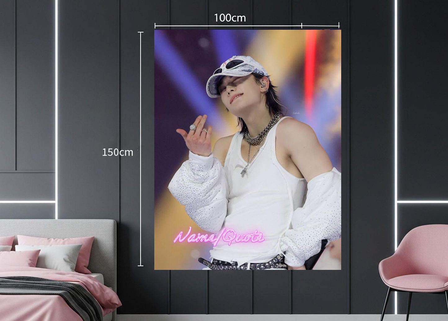 Hyunjin Hanging Tapestry | Stray Kids | Personalized Wall Art | Polyester Fabric | Ship Flag Banner