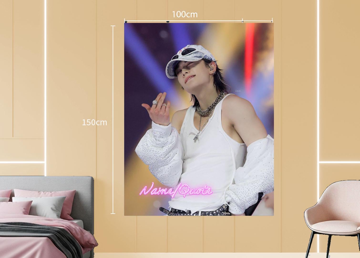 Hyunjin Hanging Tapestry | Stray Kids | Personalized Wall Art | Polyester Fabric | Ship Flag Banner