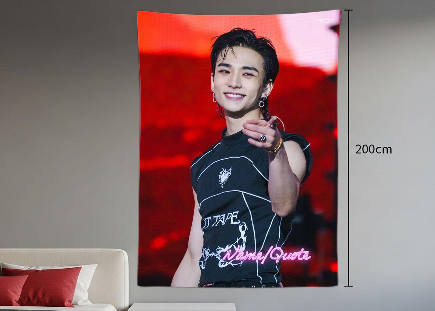 Hyunjin Hanging Tapestry | Stray Kids | Personalized Wall Art | Polyester Fabric | Ship Flag Banner