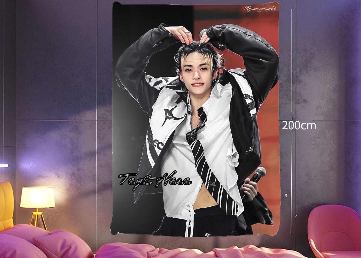 Hyunjin Hanging Tapestry | Stray Kids | Personalized Wall Art | Polyester Fabric | Ship Flag Banner