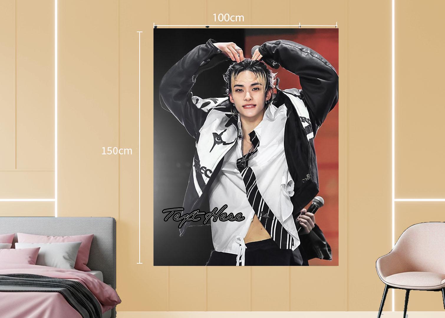 Hyunjin Hanging Tapestry | Stray Kids | Personalized Wall Art | Polyester Fabric | Ship Flag Banner