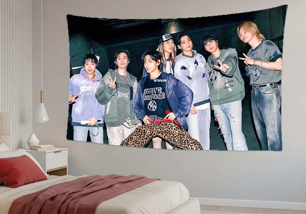 Bangtan Hanging Tapestry | Bantan Boys | Personalized Wall Art | Polyester Fabric | Ship Flag Banner