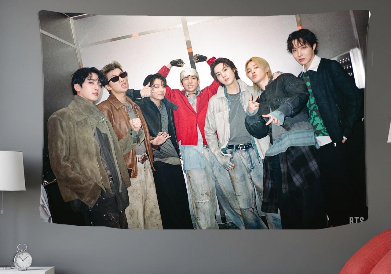 Bangtan Hanging Tapestry | Bantan Boys | Personalized Wall Art | Polyester Fabric | Ship Flag Banner