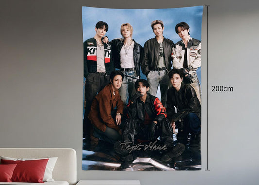 Bangtan Hanging Tapestry | Bantan Boys | Personalized Wall Art | Polyester Fabric | Ship Flag Banner