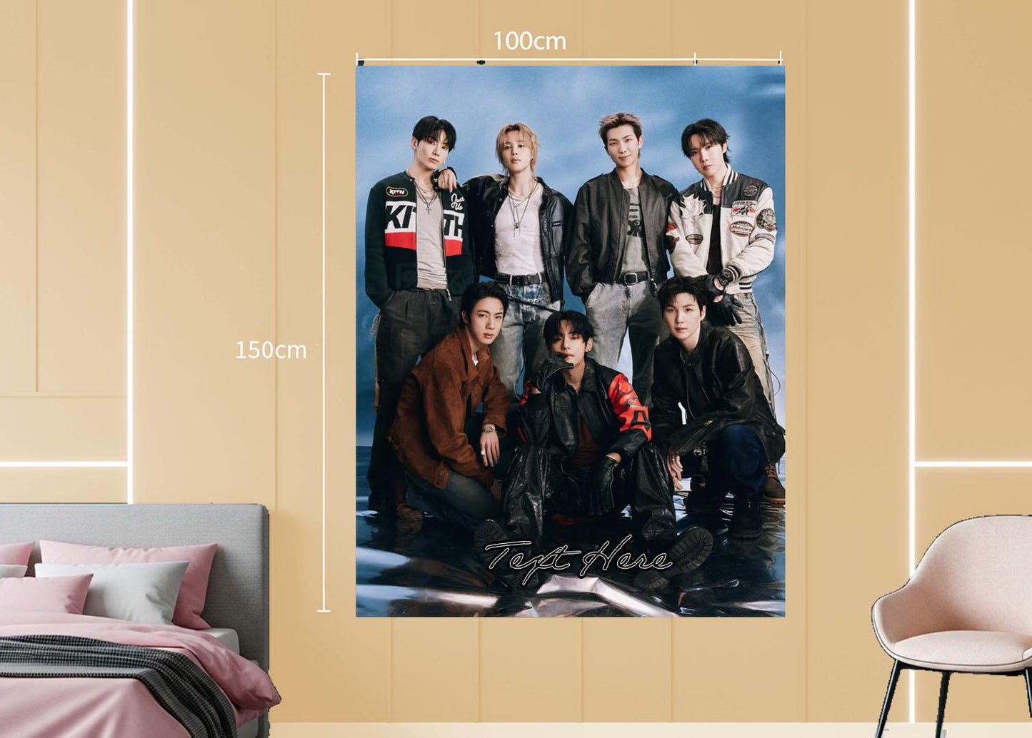 Bangtan Hanging Tapestry | Bantan Boys | Personalized Wall Art | Polyester Fabric | Ship Flag Banner