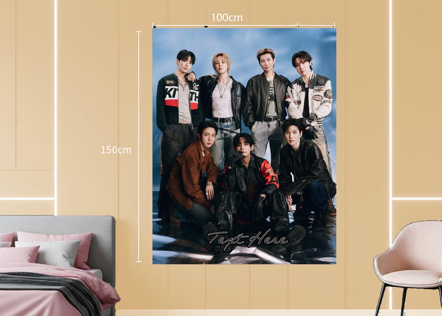 Bangtan Hanging Tapestry | Bantan Boys | Personalized Wall Art | Polyester Fabric | Ship Flag Banner