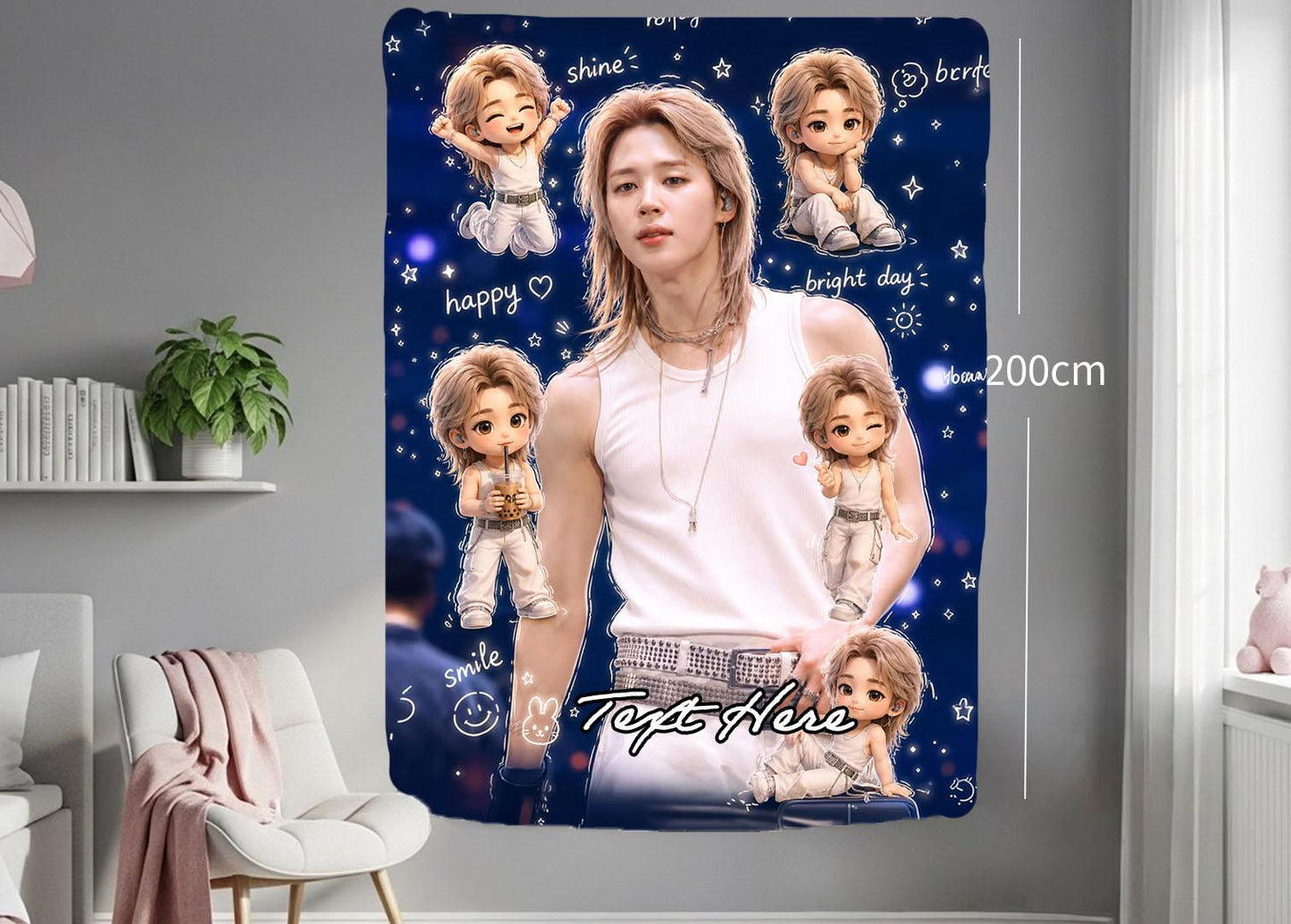 Jimin Hanging Tapestry | Bantan Boys | Personalized Wall Art | Polyester Fabric | Ship Flag Banner