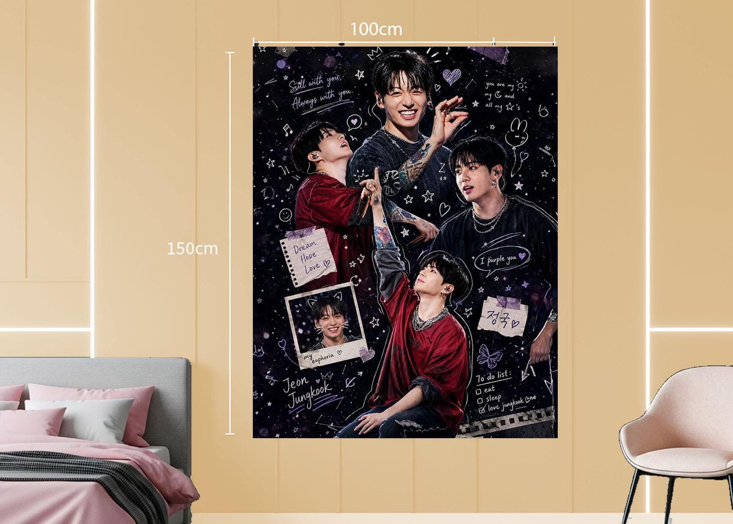 Jungkook Hanging Tapestry | Bantan Boys | Personalized Wall Art | Polyester Fabric | Ship Flag Banner